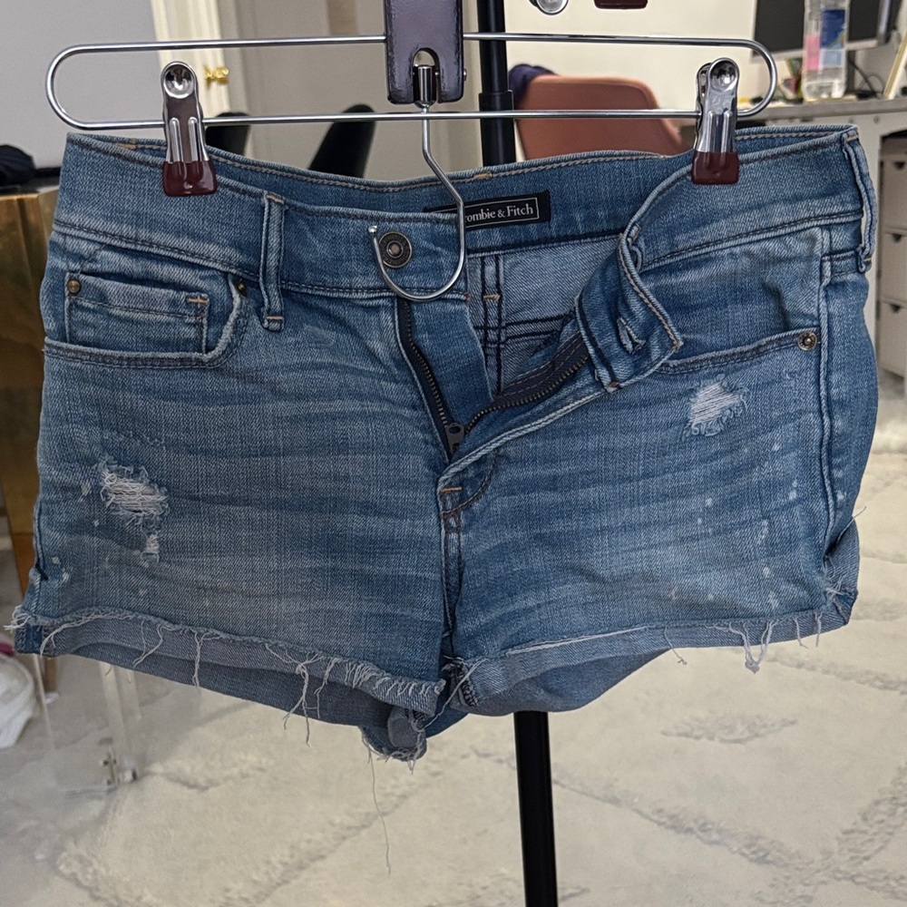 Abercrombie & Fitch Distressed Blue Jean Shorts - Picture 1 of 2